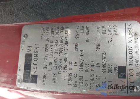 1984 Datsun 720 King Cab 4X4 z USA, uszkodzony, nr VIN JN6ND06Y5EW020107